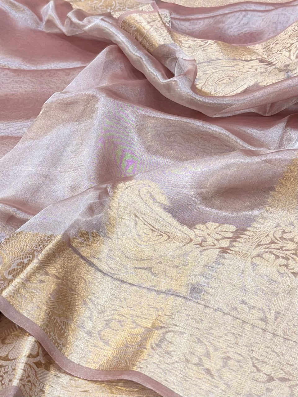 Baby Pink Pure Tissue Saree