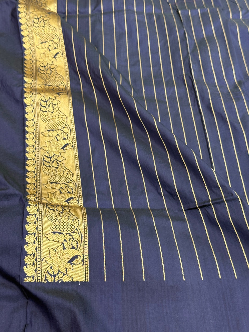 Navy Blue Handwoven Banarasi Pure Silk Saree