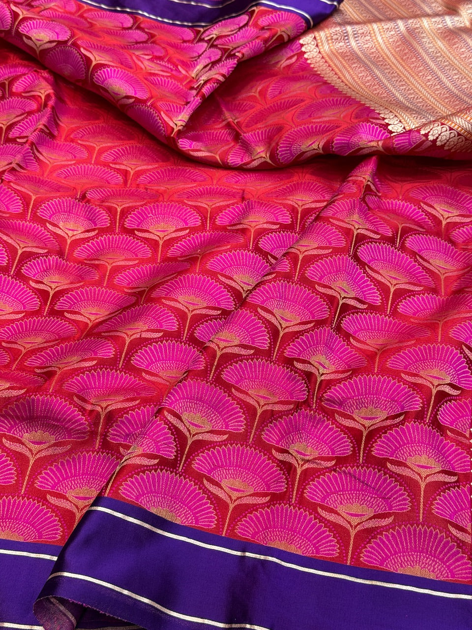 Handwoven Pure Banarasi Satin Tanchoi Silk Saree