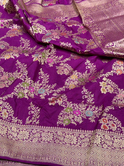Magenta Pink Handwoven Pure Banarasi Silk Saree