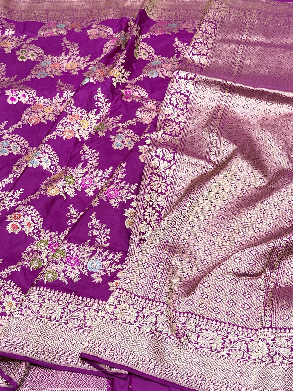 Magenta Pink Handwoven Pure Banarasi Silk Saree