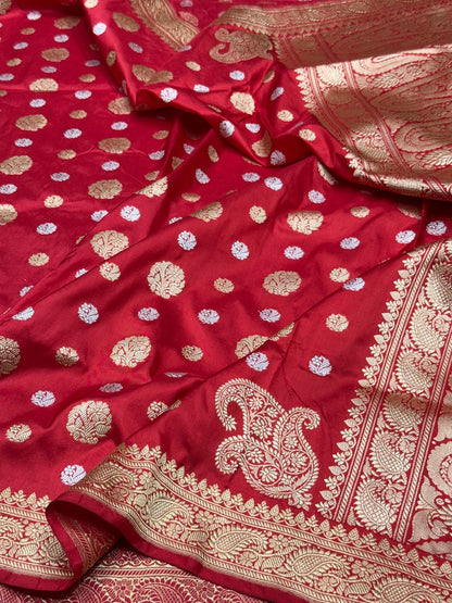 Red Handwoven Pure Banarasi Silk Saree
