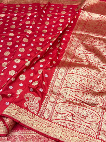 Red Handwoven Pure Banarasi Silk Saree