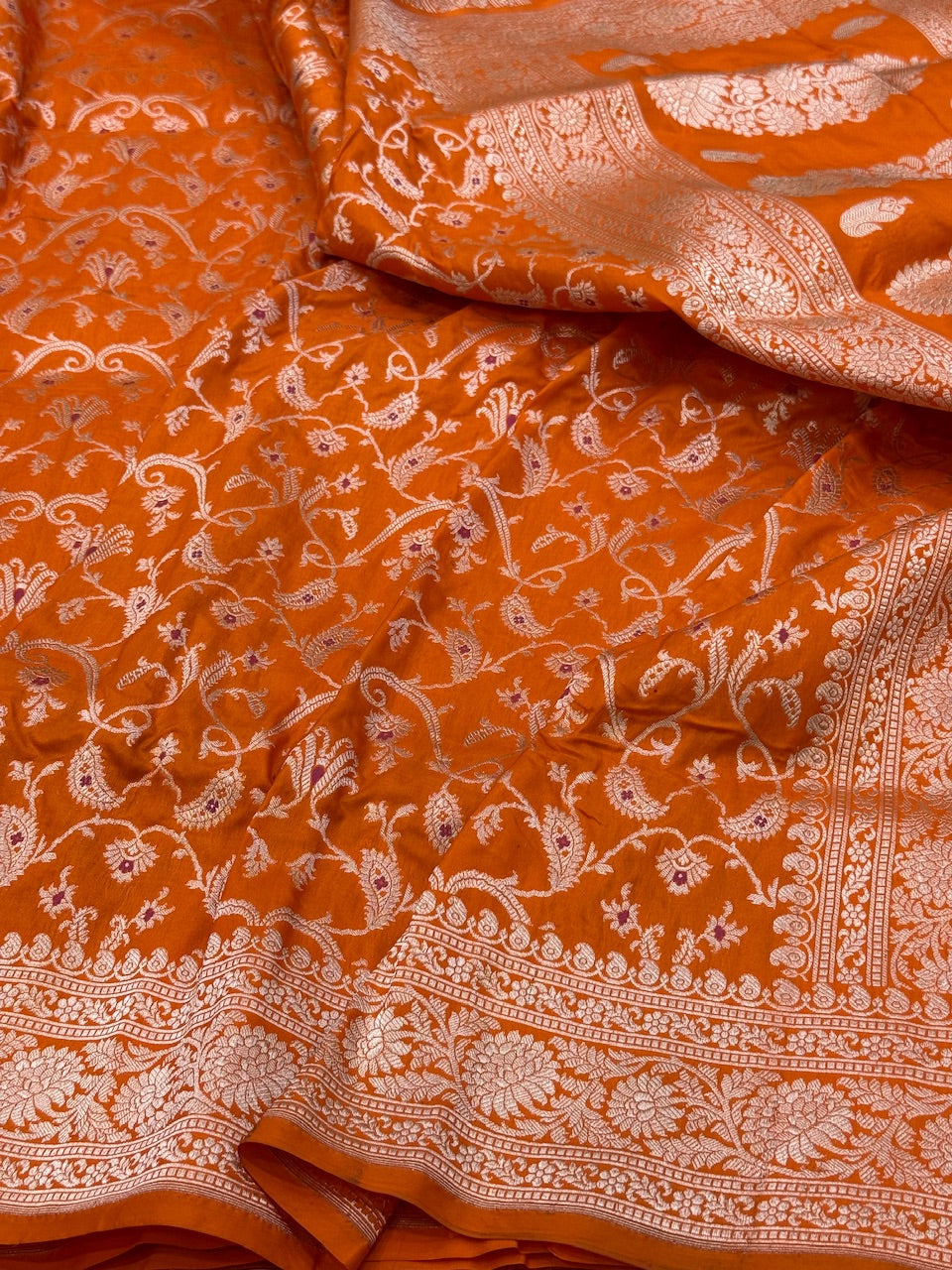 Orange Minakari Pure Silk Saree