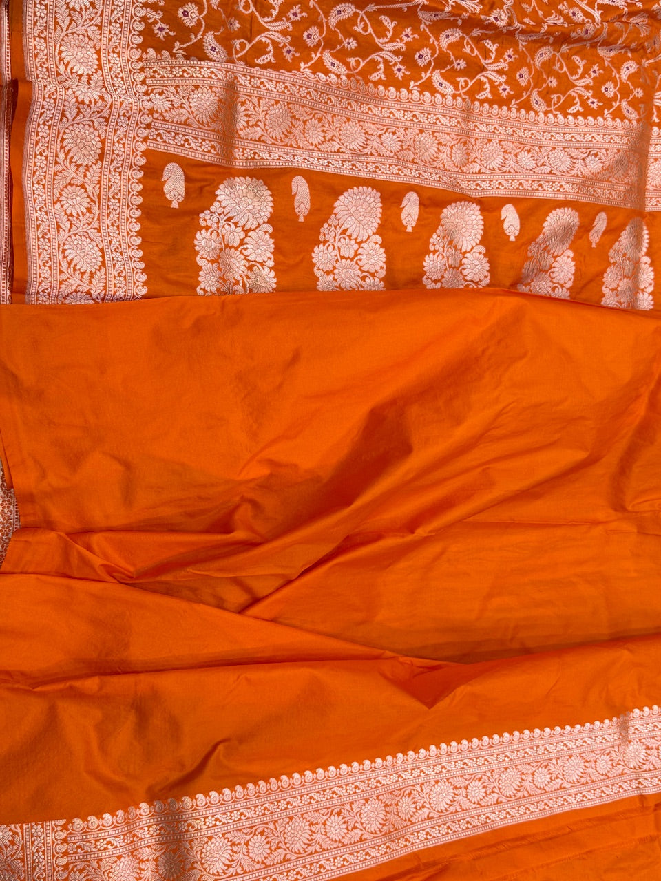 Orange Minakari Pure Silk Saree