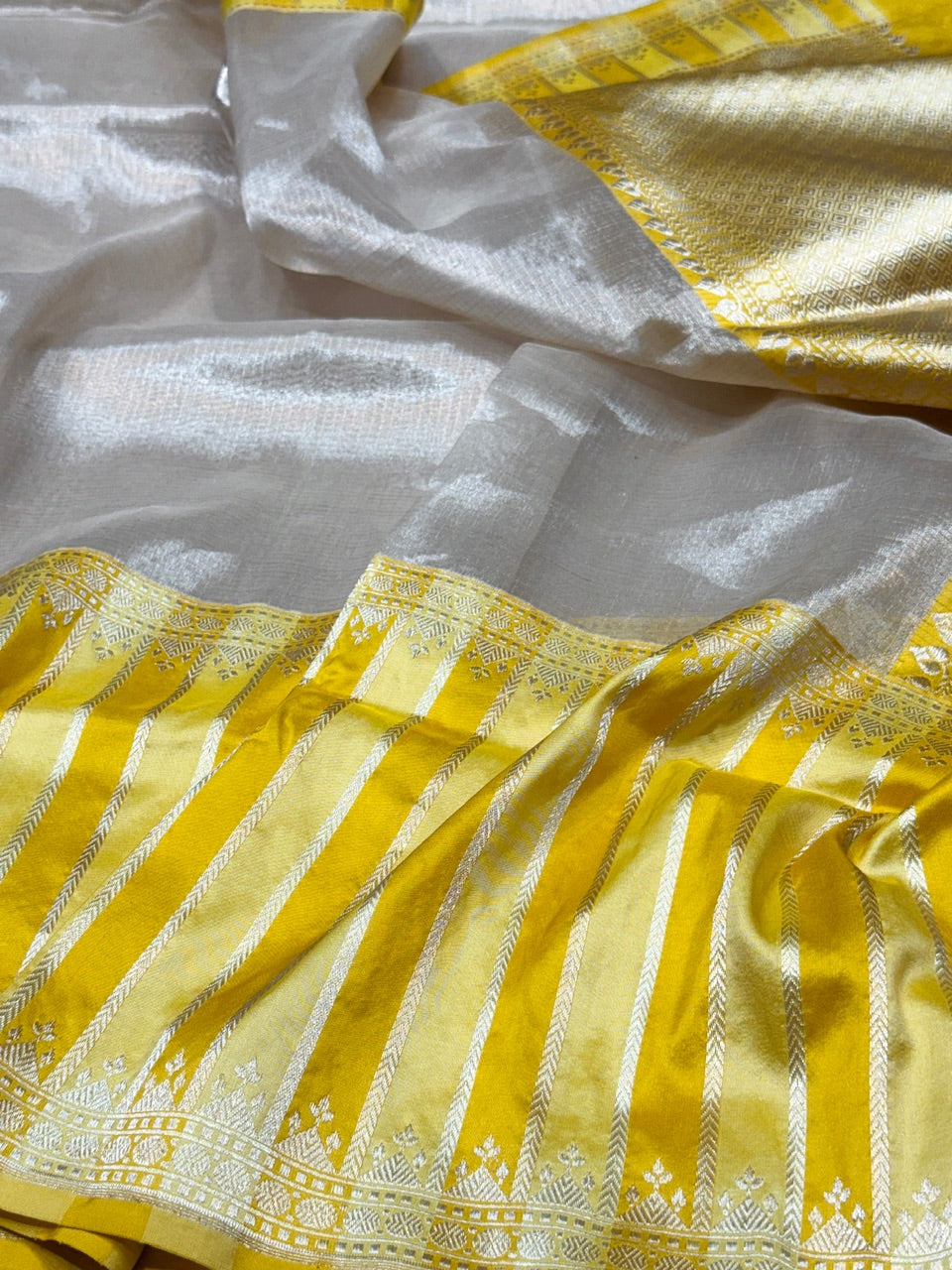 Yellow Handwoven Pure Tissue Saree