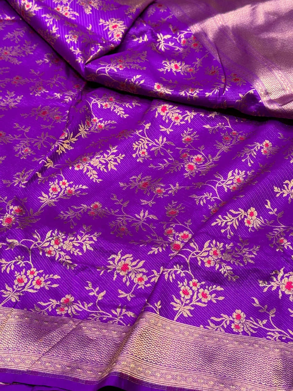 Purple Pure Silk Brocade Saree