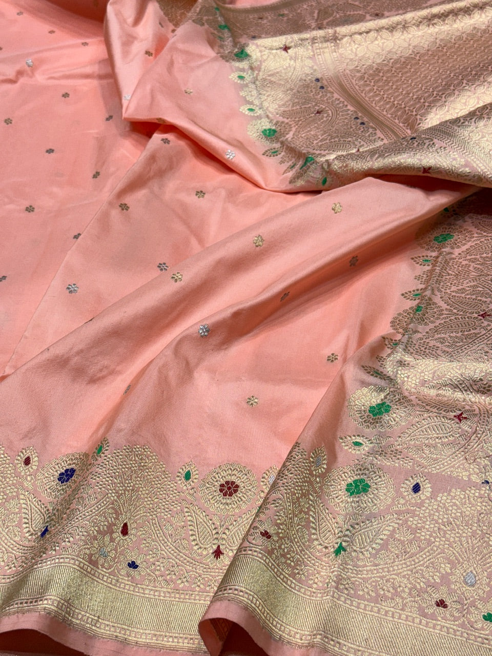 Peach Handwoven Pure Banarasi Silk Saree