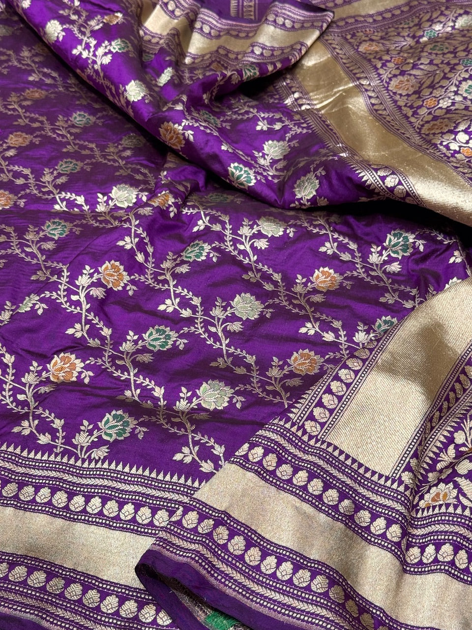 Purple Minakari Pure Silk Saree