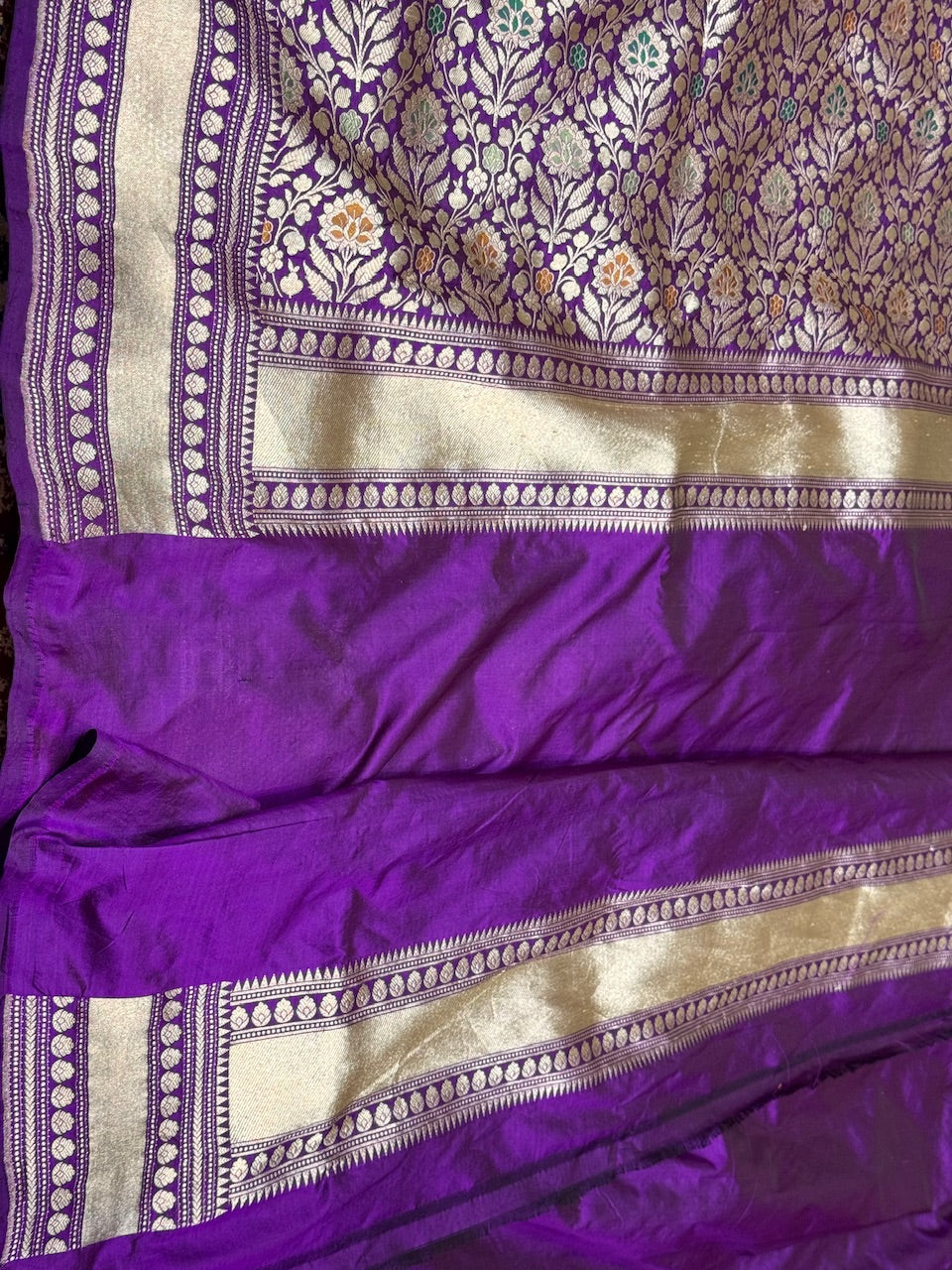 Purple Minakari Pure Silk Saree