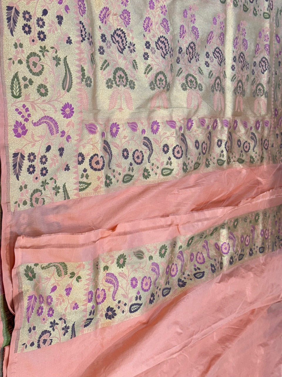 Peach Minakari Paithni Border Pure Silk Saree