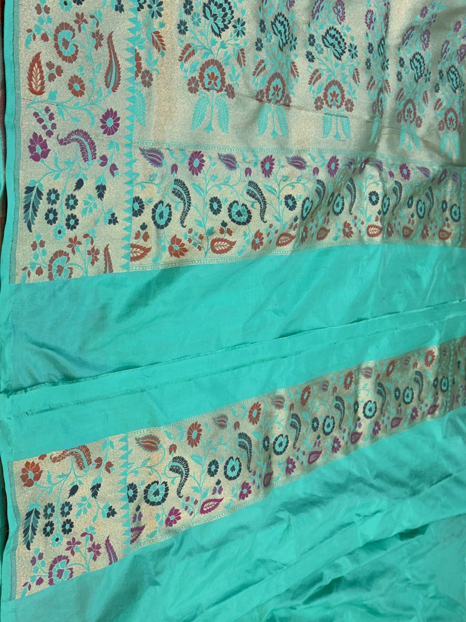 Sea Green Minakari Paithni Border Pure Silk Saree