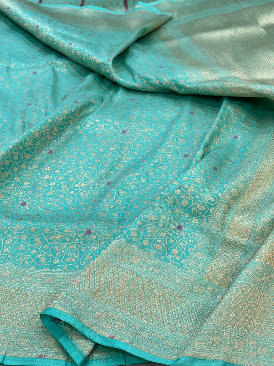 Sea Green Minakari Pure Brocade Silk Saree