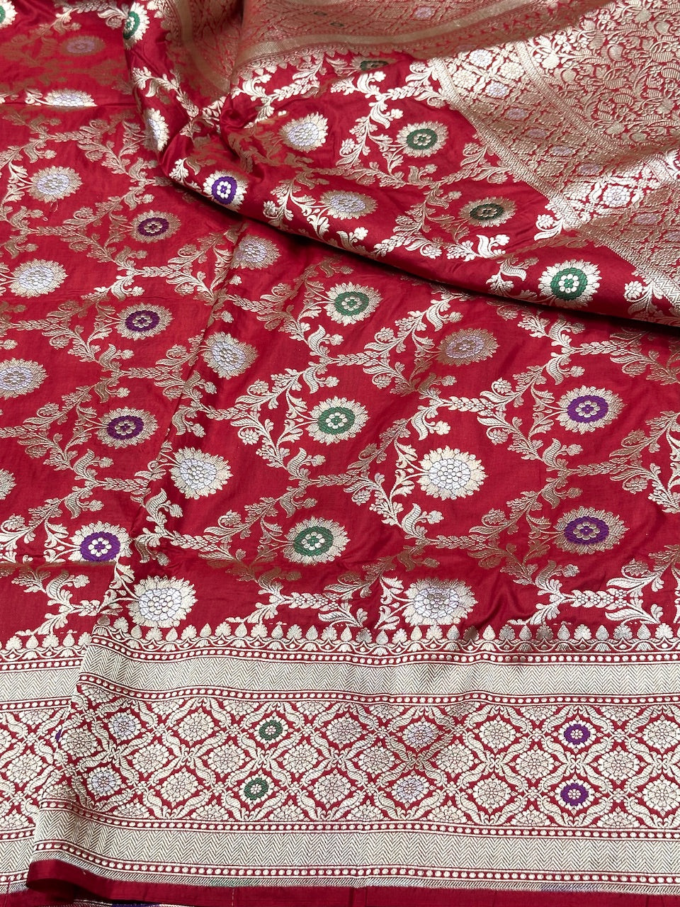 Red Minakari Pure Silk Saree