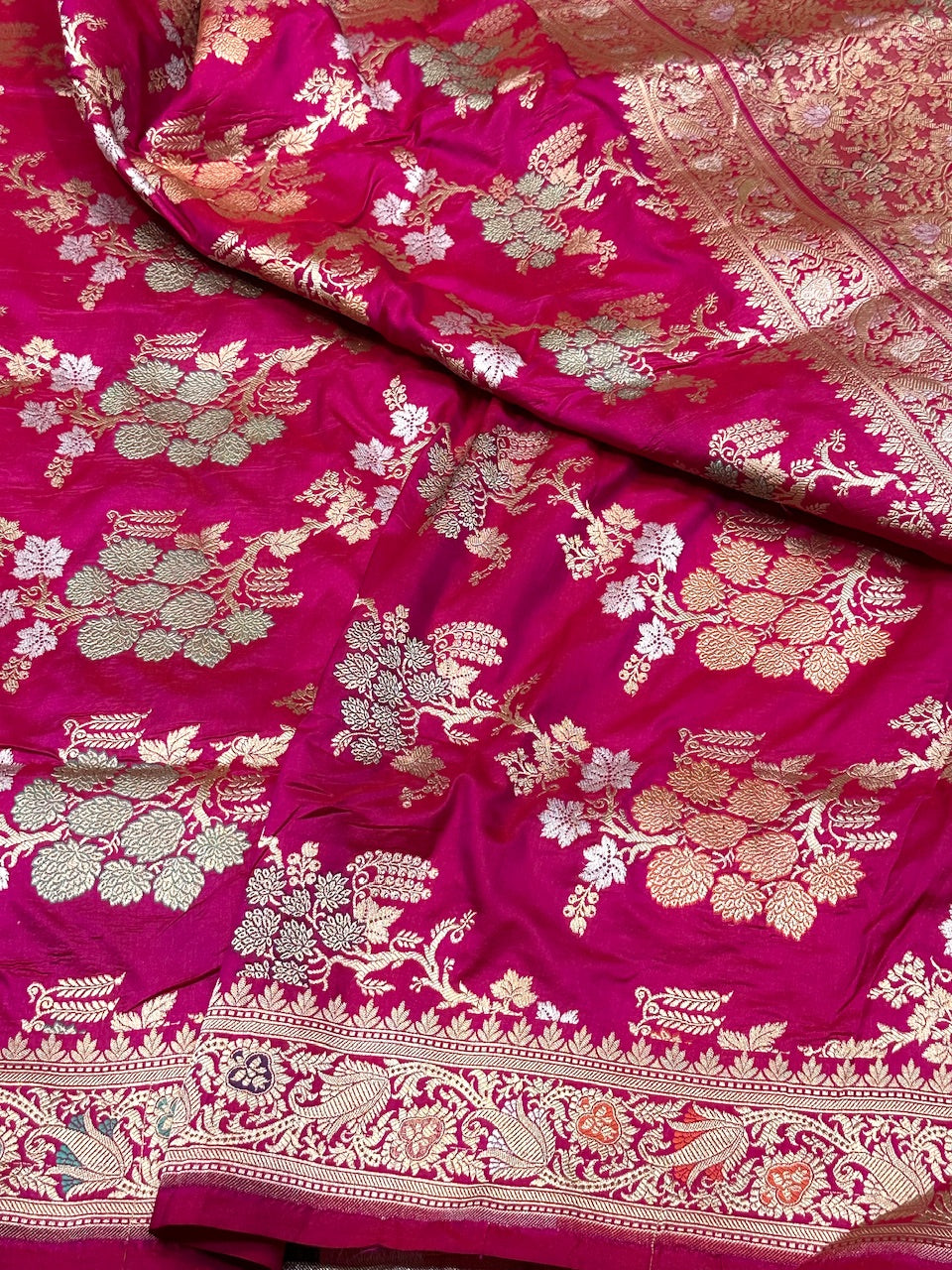 Rani Pink Minakari Pure Silk Saree