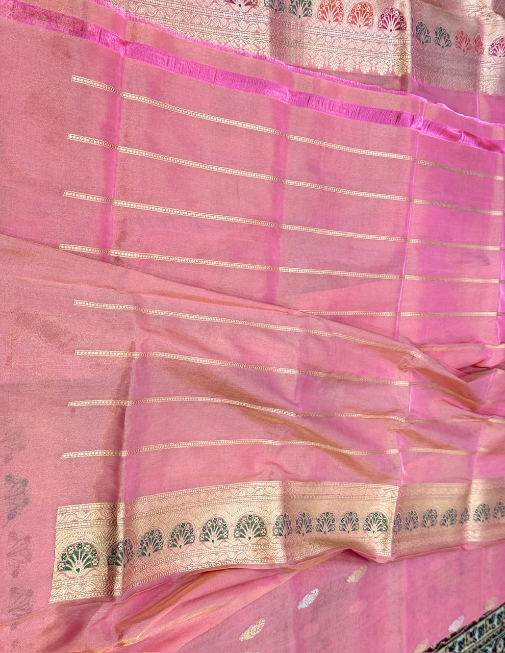 Baby Pink Handwoven Pure Banarasi Tissue Saree