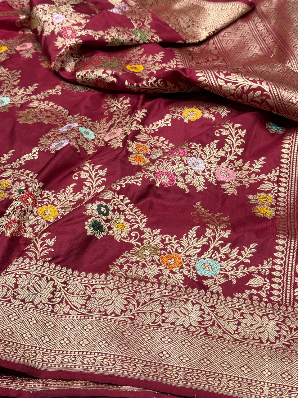 Maroon Handwoven Pure Silk Saree