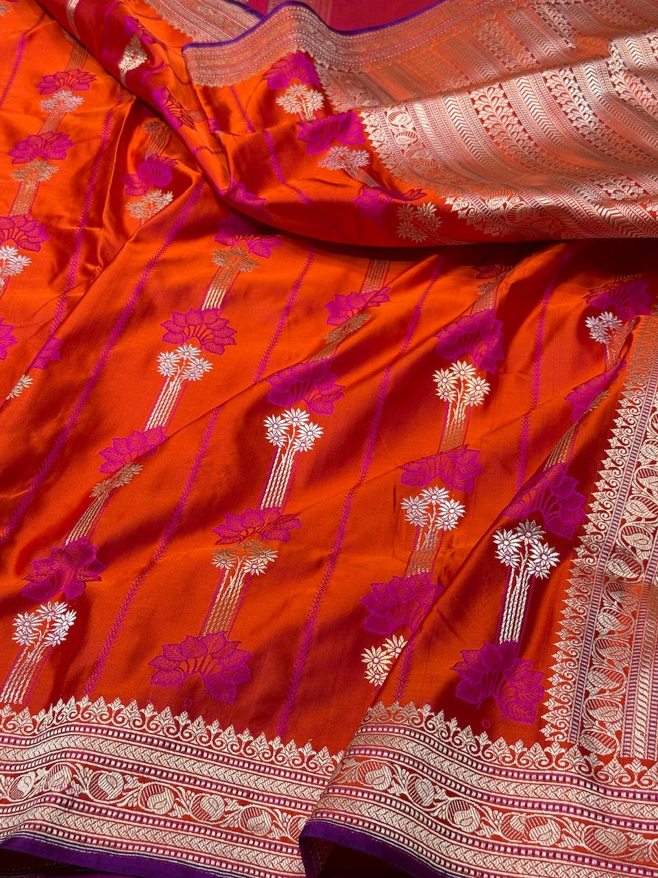 Handwoven Pure Banarasi Satin Silk Saree