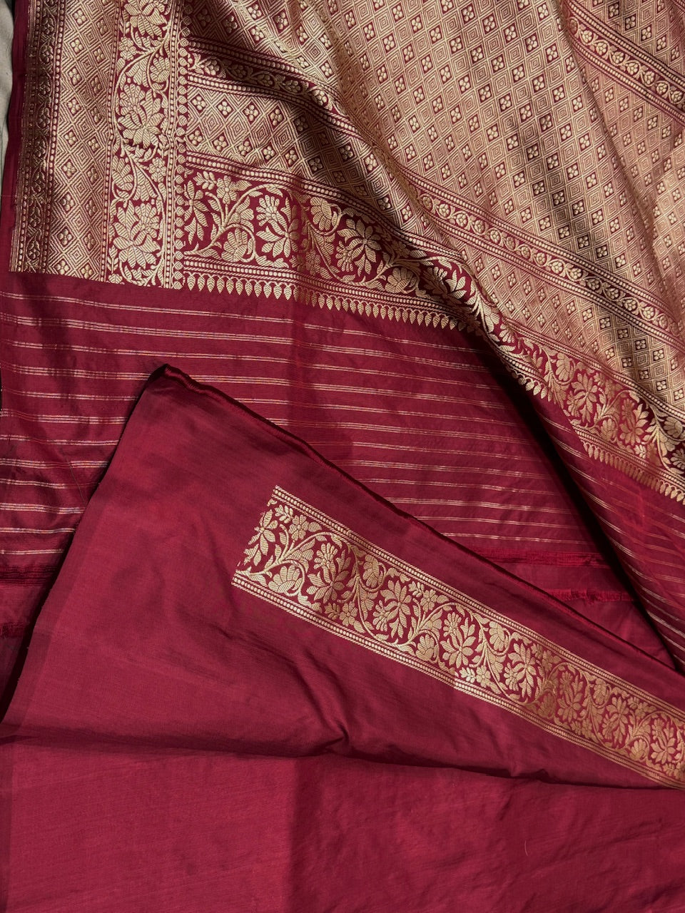 Maroon Handwoven Pure Silk Saree