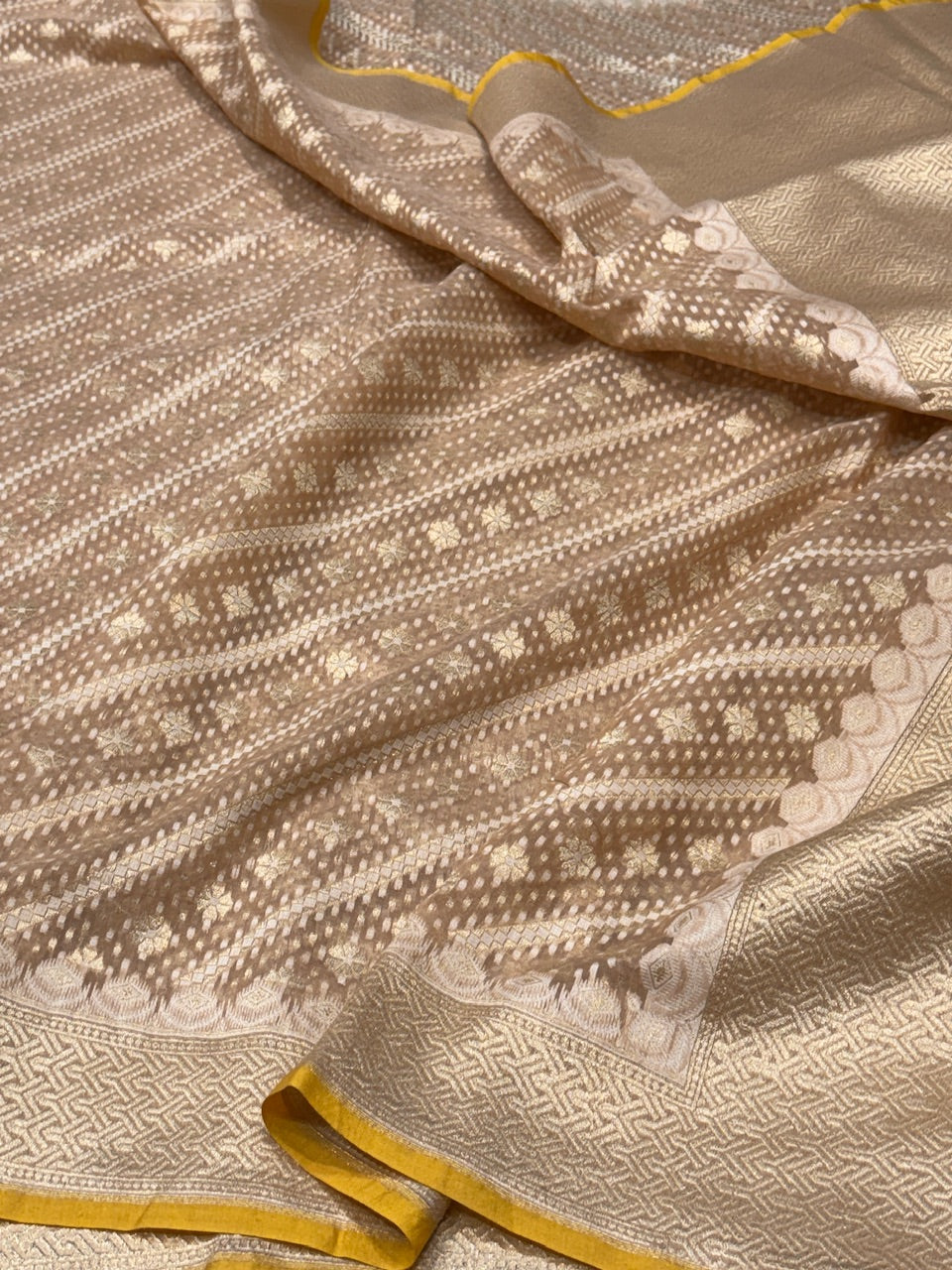 Peach Banarasi Pure Cotton Saree