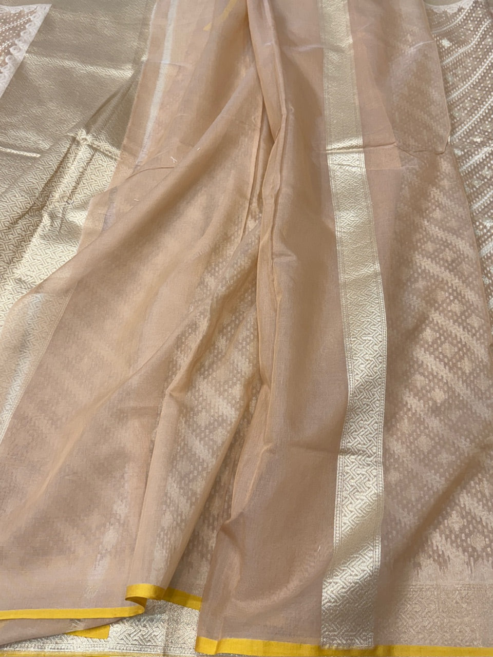 Peach Banarasi Pure Cotton Saree