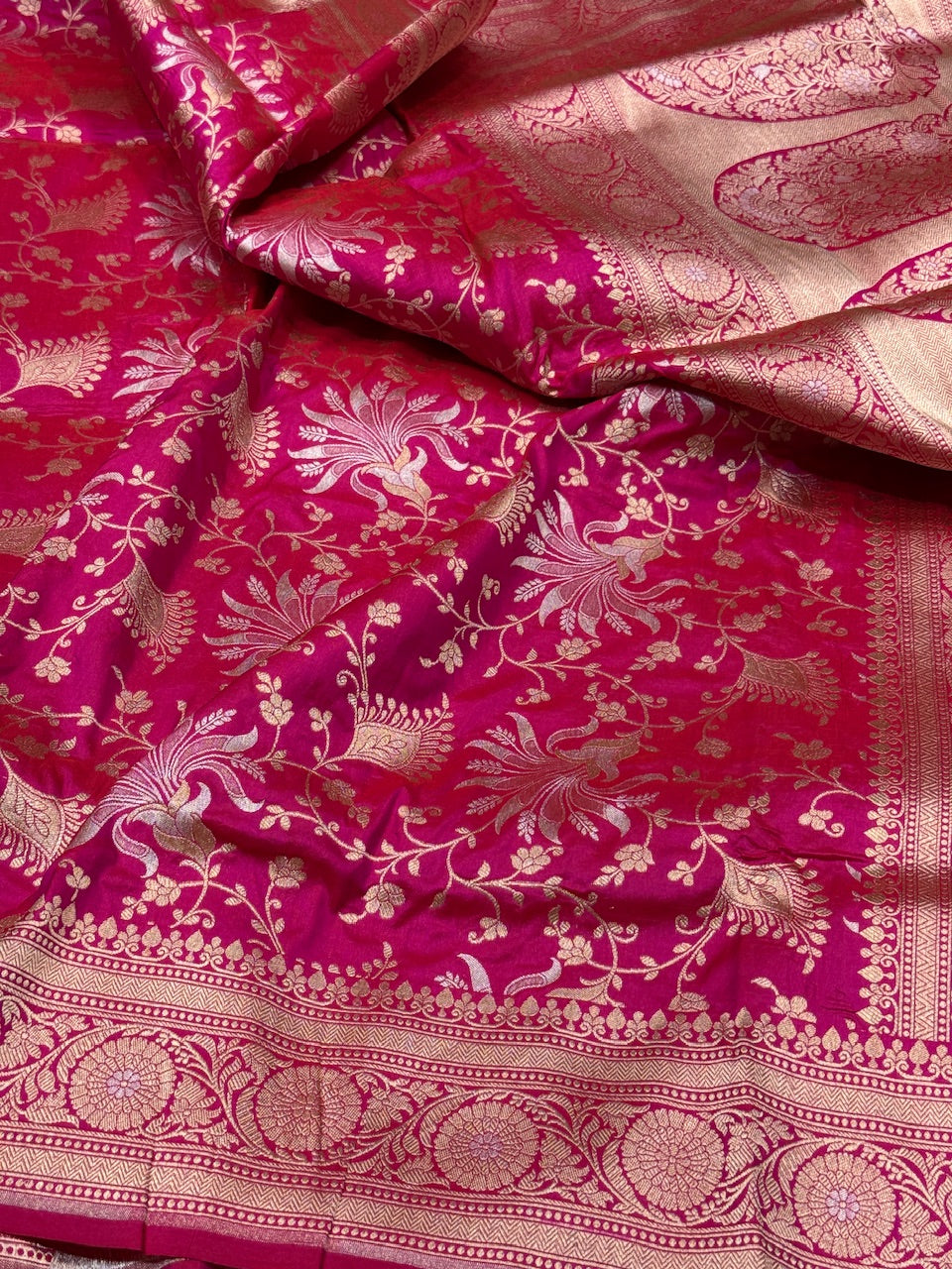 Banarasi Sona Rupa Pure Silk Saree – Gold & Silver Zari Cutwork in Pure Katan Silk