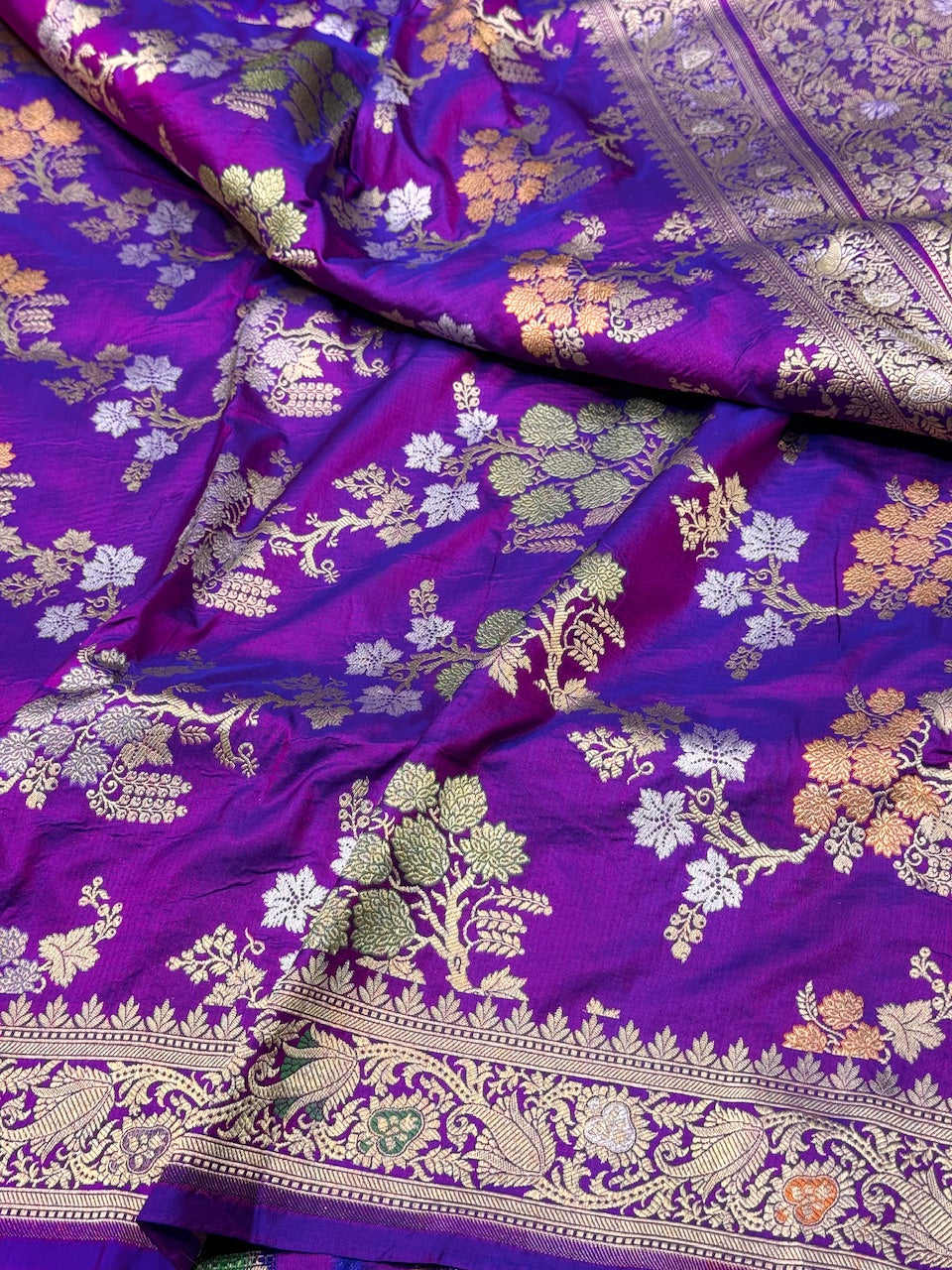 Purple Minakari Pure Silk Saree