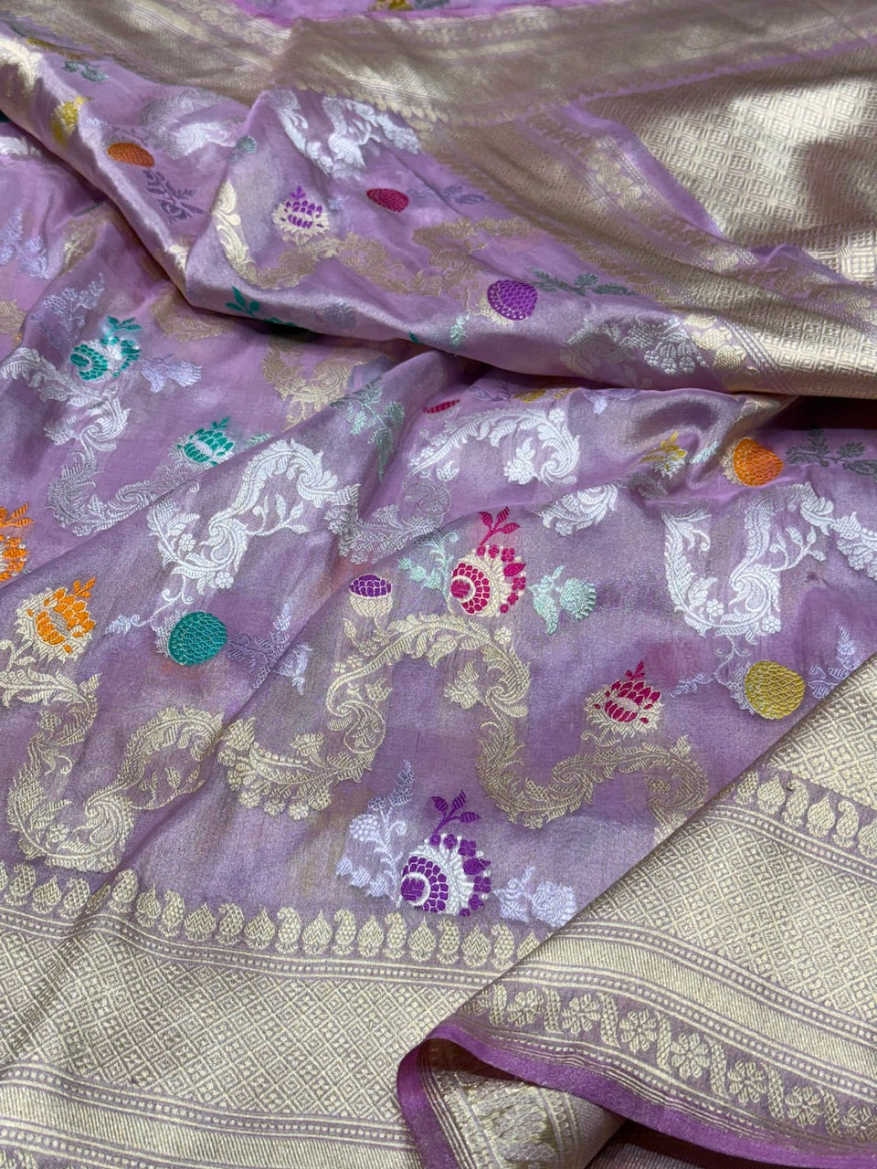 Lavender Handwoven Pure Tissue Saree