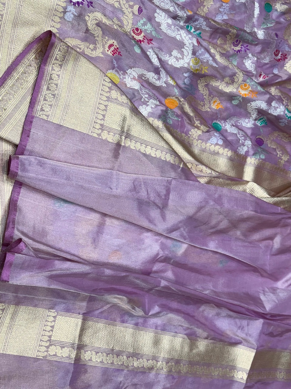 Lavender Handwoven Pure Tissue Saree