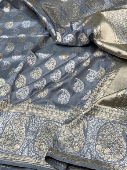 Grey Handwoven Pure Silk Saree