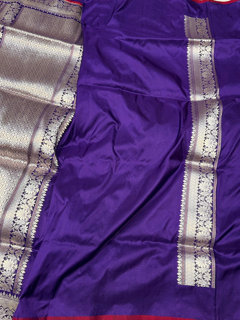 Purple Handwoven Pure Banarasi Silk Brocade Saree