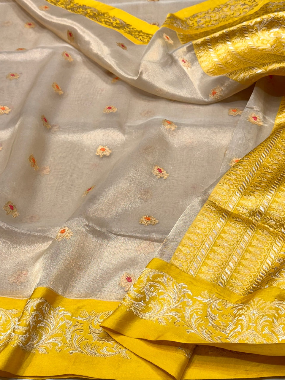 Rose Gold Handwoven Pure Tissue Saree