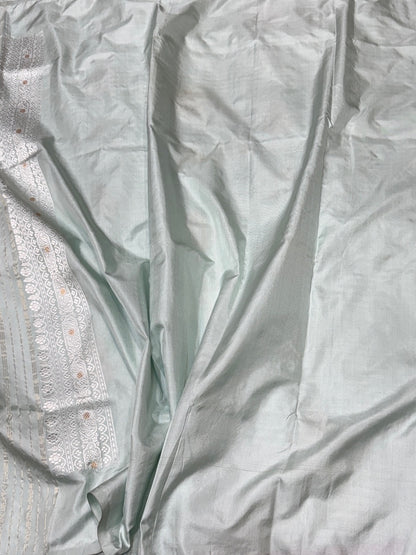 Powder Blue Handwoven Pure Banarasi Silk Saree