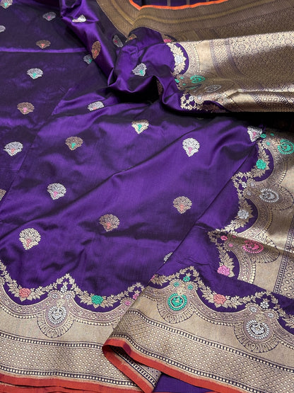 Purple Handwoven Banarasi Pure Silk Saree