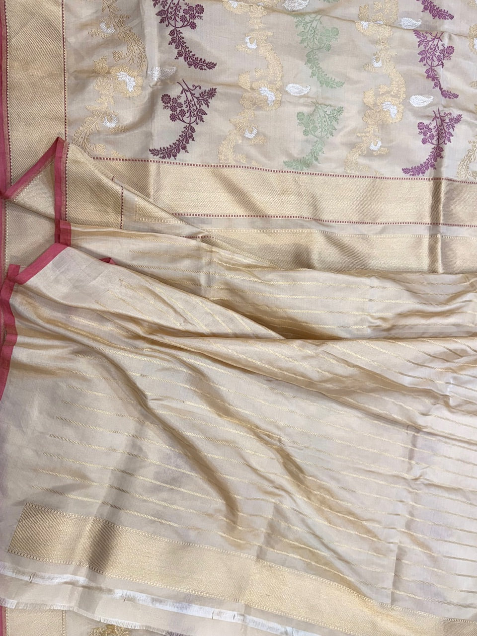 Ivory Handwoven Pure Banarasi Tissue Saree