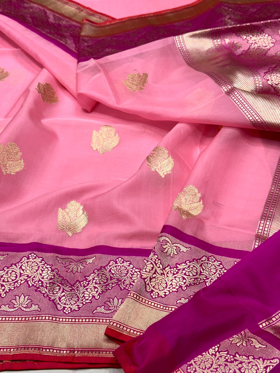 Baby Pink  Handwoven Organza Saree