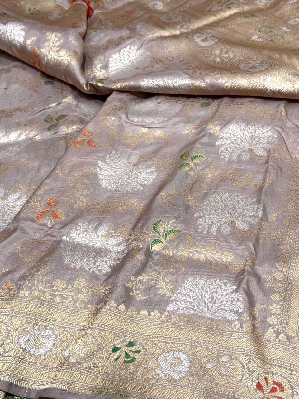 Lilac Minakari Pure Silk Saree