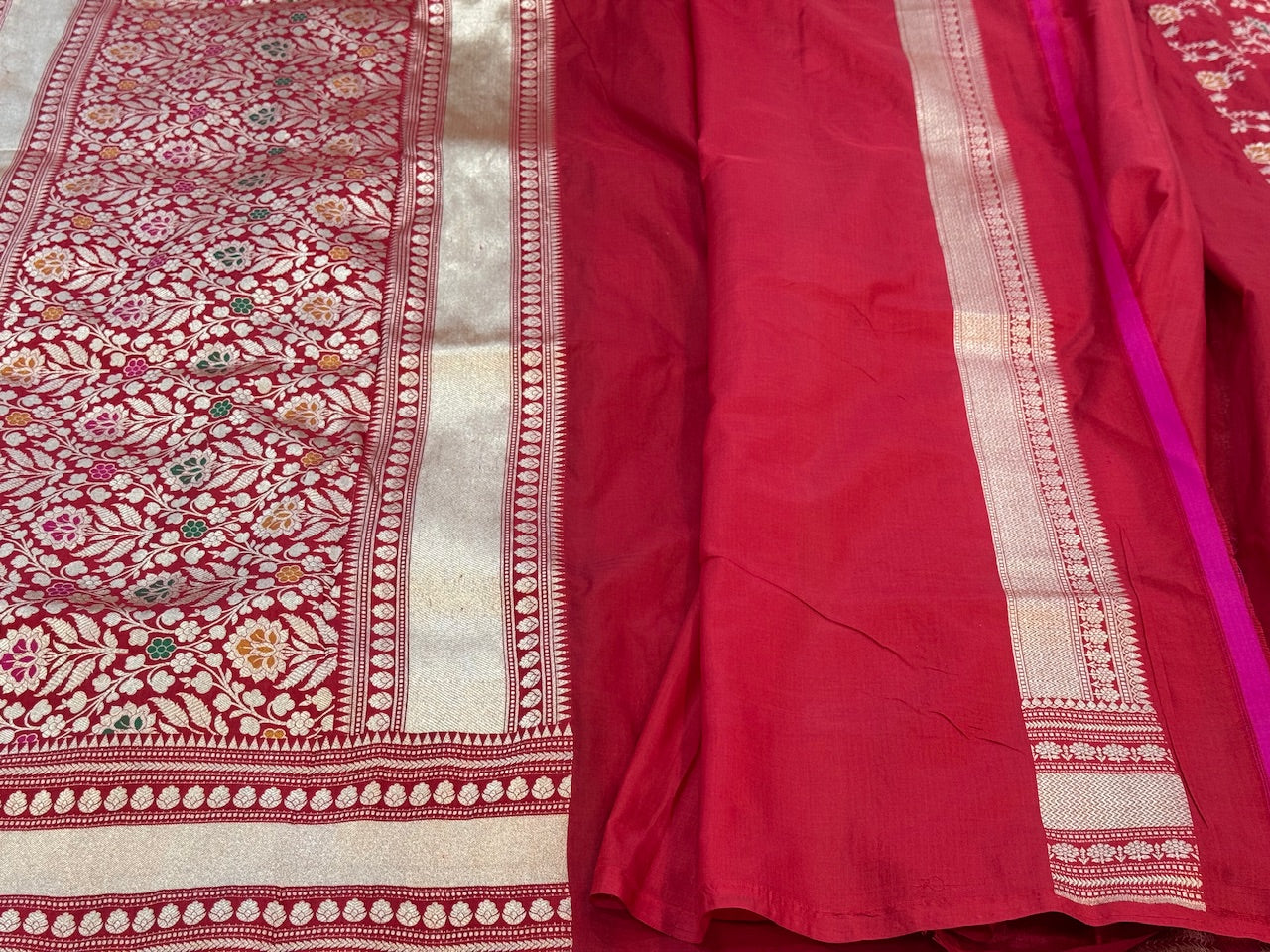 Red Minakari Pure Silk Saree