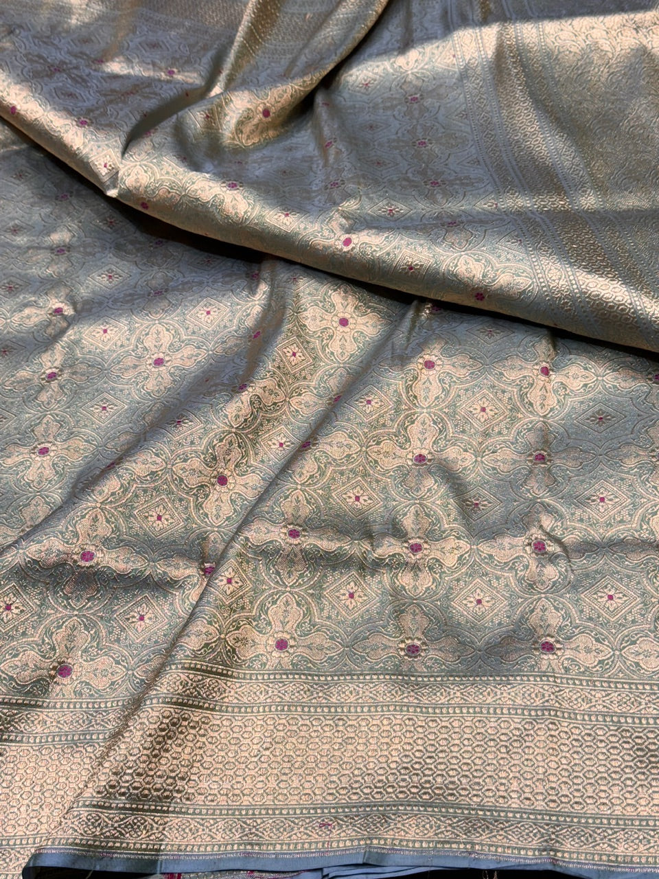 Powder Blue Minakari Pure Silk Brocade Saree