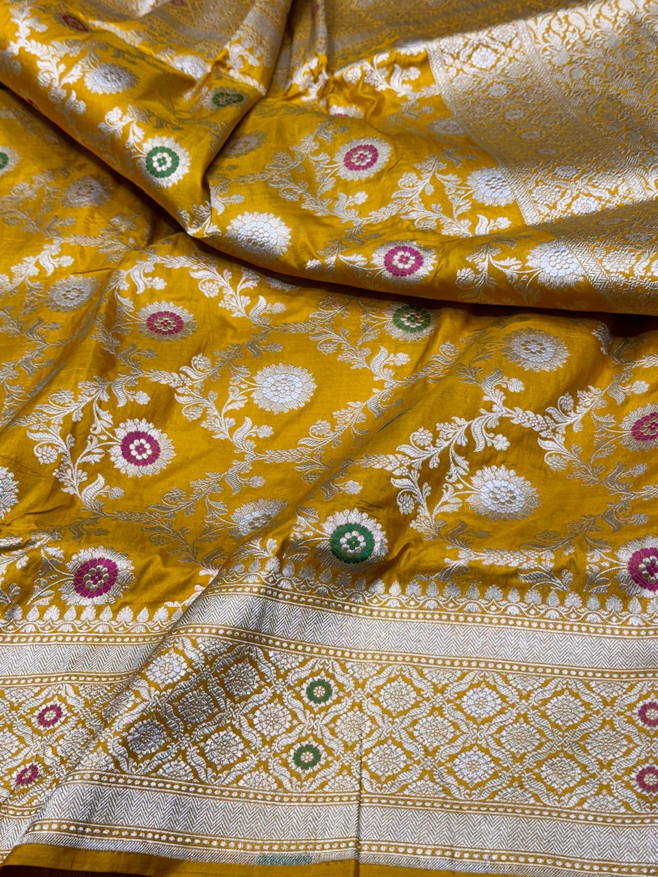 Yellow  Minakari Pure Silk Saree