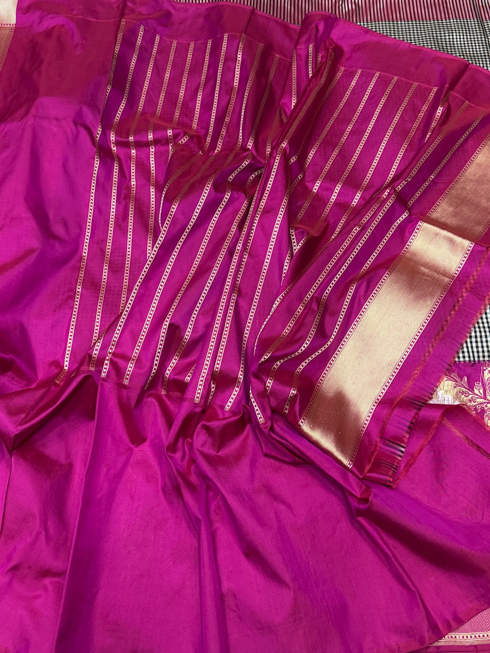 Rani Pink Handwoven Banarasi Ektara Pure Silk Saree
