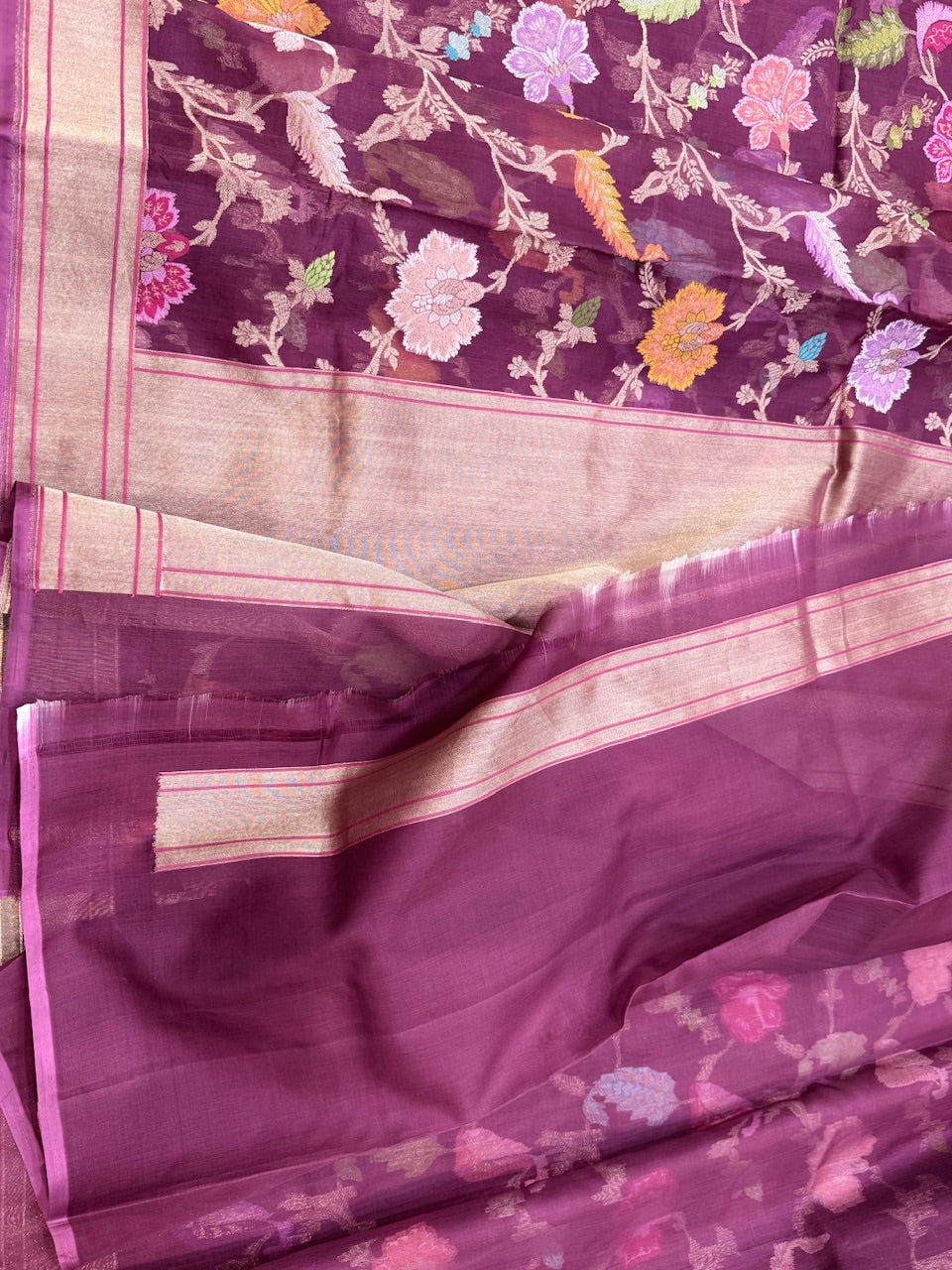 Magenta Handwoven Pure Banarasi Organza Saree