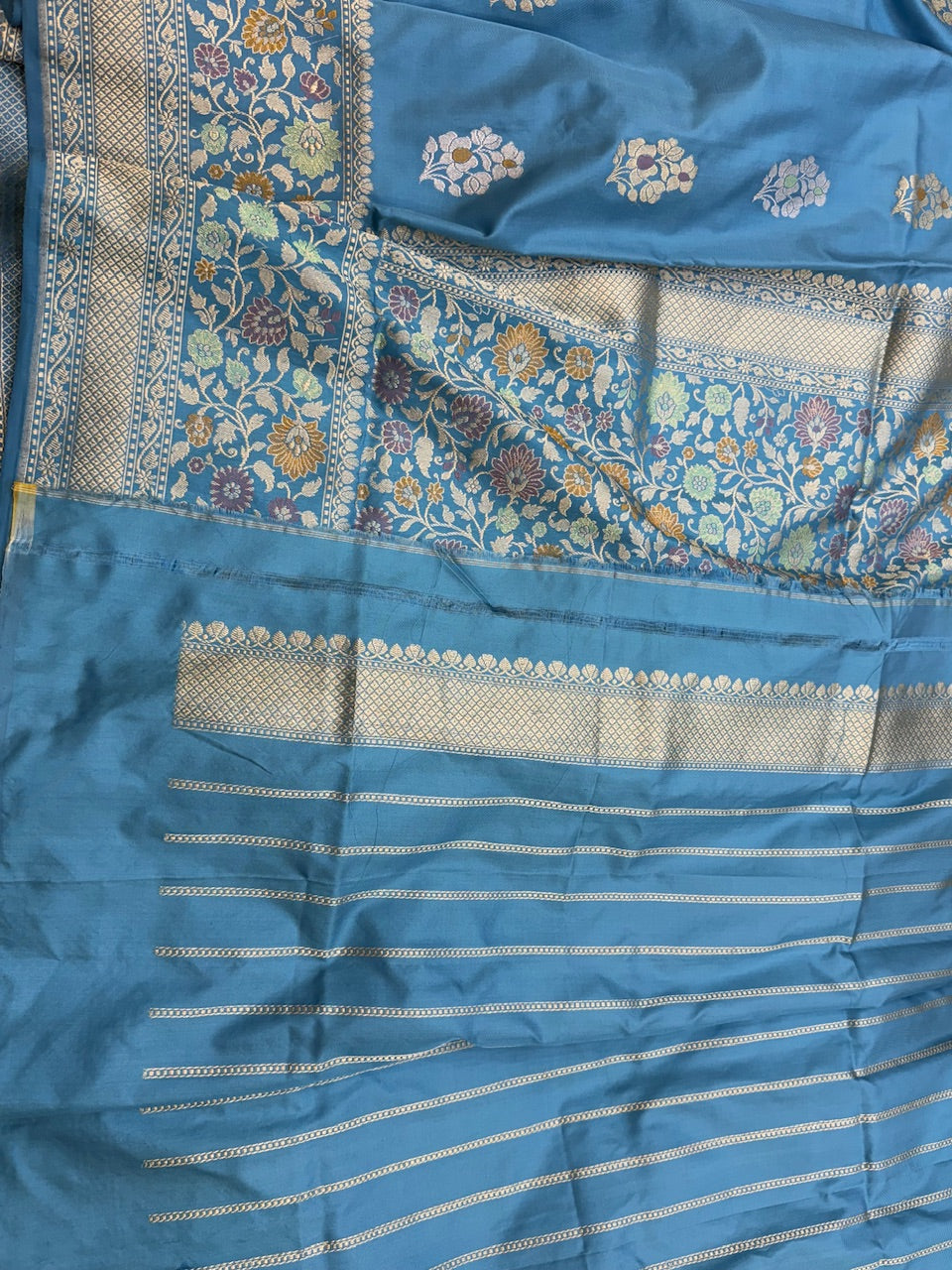 Powder Blue Handwoven Pure Ektara Silk Saree