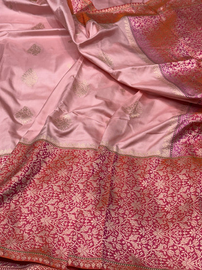 Powder Pink Handwoven Ektara Pure Silk Saree