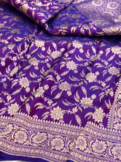 Purple Banarasi Pure Silk Saree