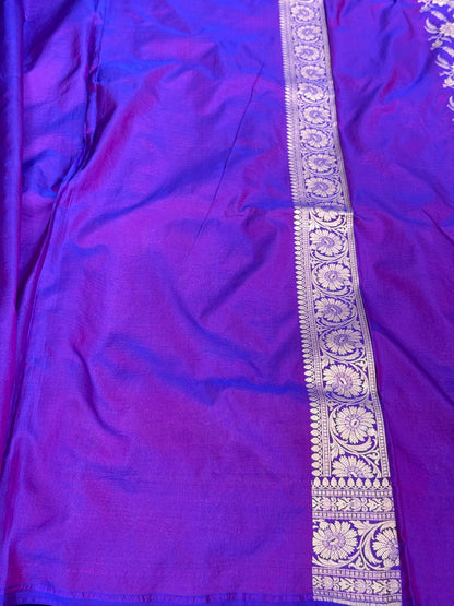 Purple Banarasi Pure Silk Saree