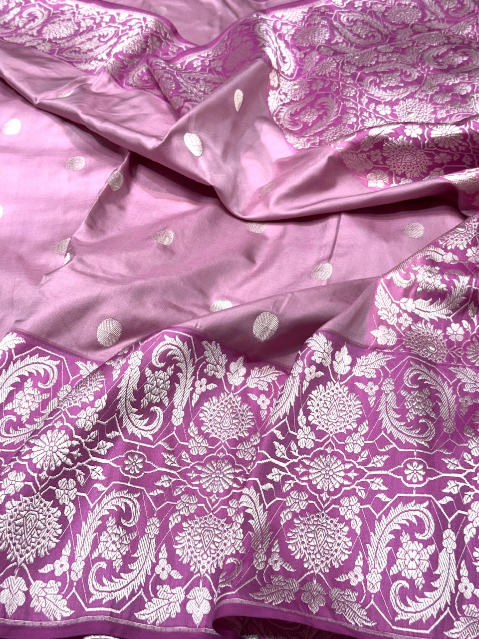 Gajiri Pink Handwoven Ektara Pure Banarasi Silk Saree