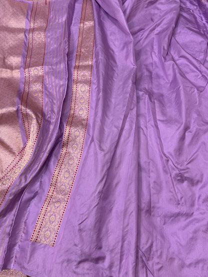 Lavender Handwoven Ektara Pure Banarasi Silk Saree