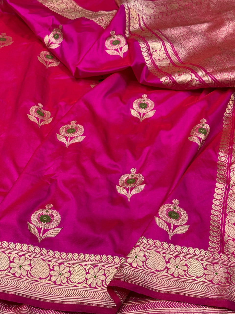 Rani Pink Handwoven Banarasi Silk Saree
