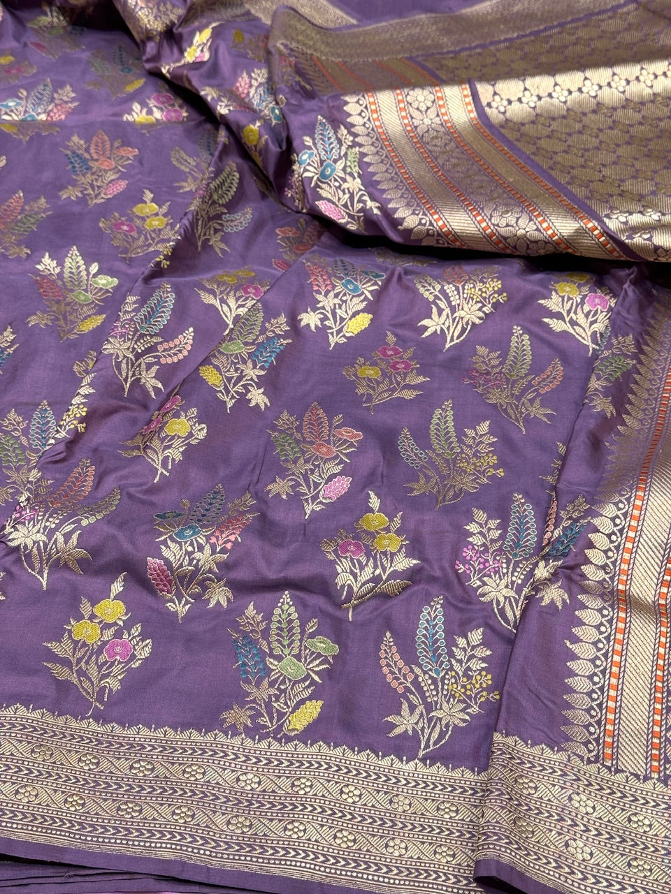 Dusty Purple Handwoven Banarasi Pure Silk Saree